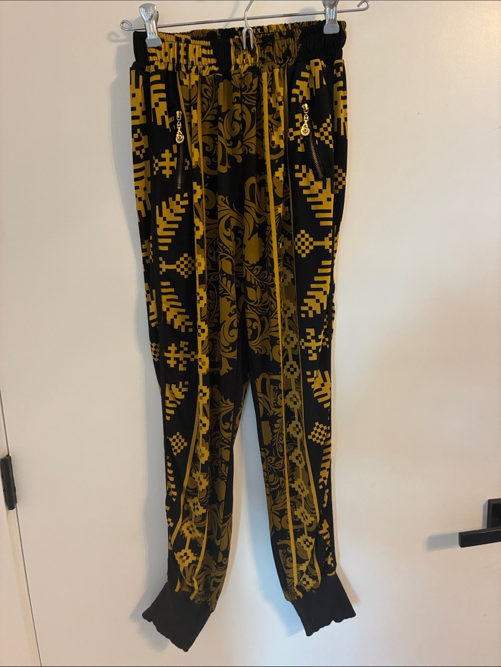 Yelete Black and Gold Graphic Jogger Pants for Kids